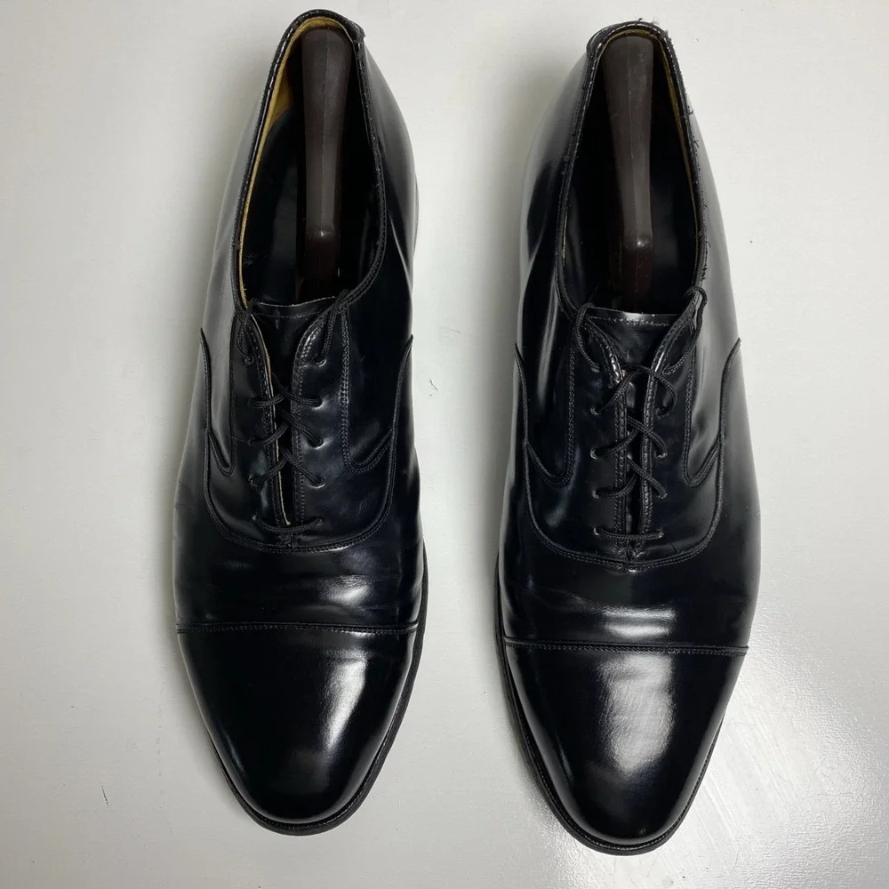 Johnston & Murphy Men's 13D USA Made Goodyear Welt Black Cap Toe Dress Shoes